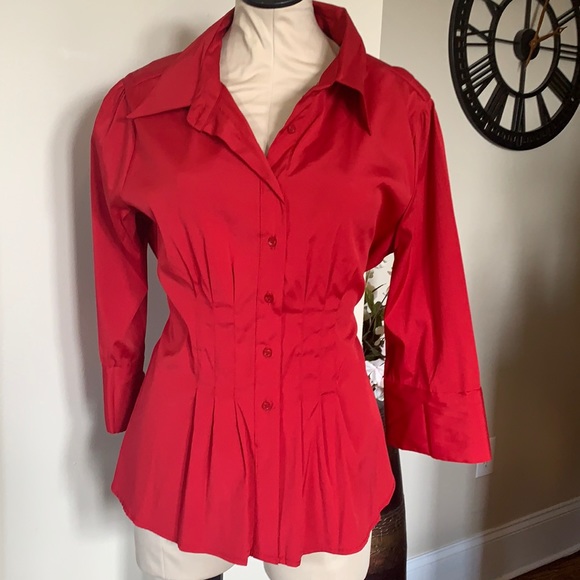 Red button down blouse - Picture 1 of 4